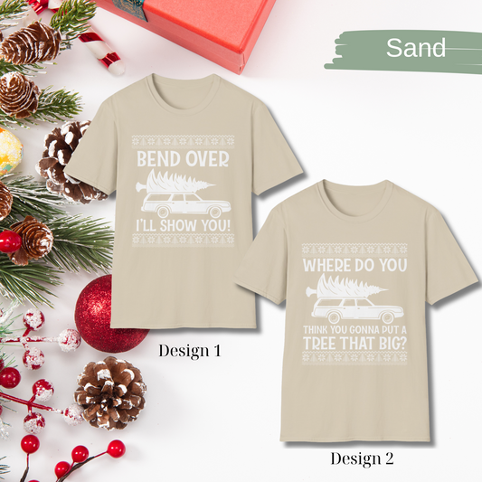 Bend Over and I'll Show You Christmas Couple Matching T-Shirt, Christmas Vacation Shirt, Griswold Family Shirt, Cute Christmas Tree T-Shirt